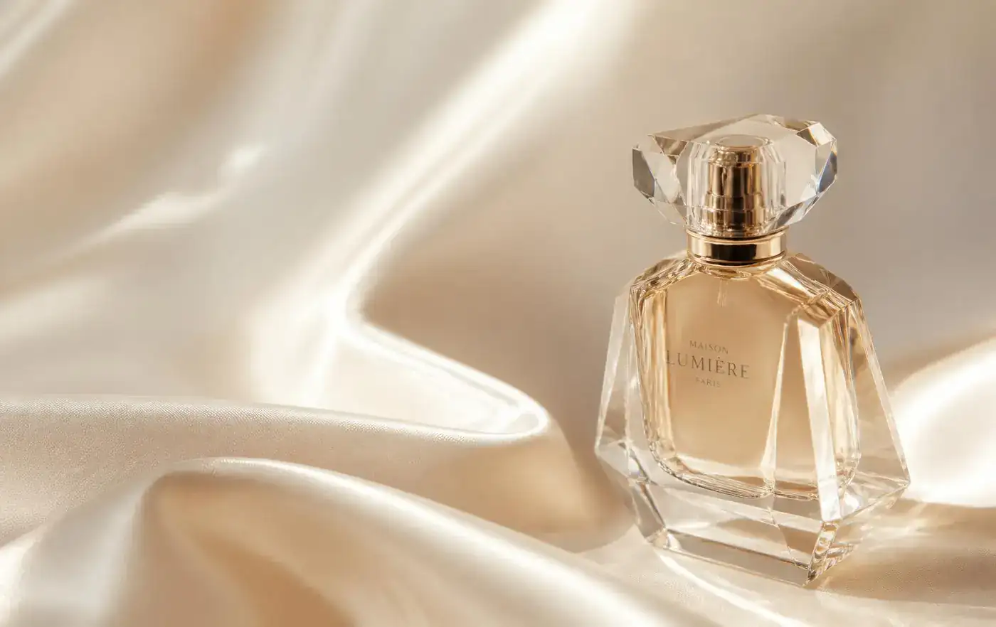 Perfume bottles and skincare arranged on a marble surface
